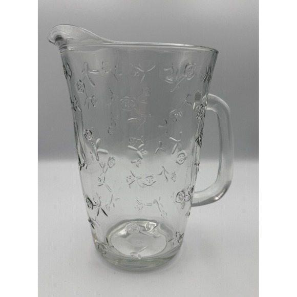 Anchor Hocking Other - Anchor Hocking Savannah Clear Glass Embossed Roses Flowers Water Pitcher